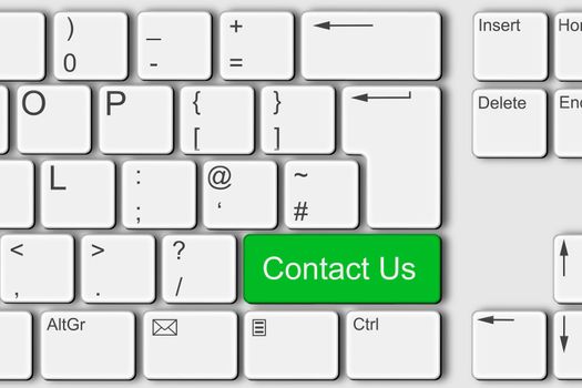 Contact Us concept PC computer keyboard 3d illustration