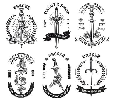 Dagger tattoo templates set