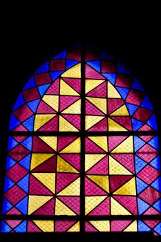 Colorful church stained glass window in Lisbon
