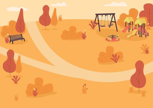 Autumn park zone flat color vector illustration