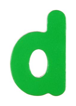 lower case d magnetic letter on white with clipping path