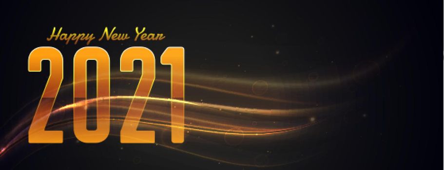 happy new year 2021 golden light streak banner design