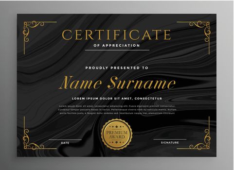 black certificate template for multipurpose use
