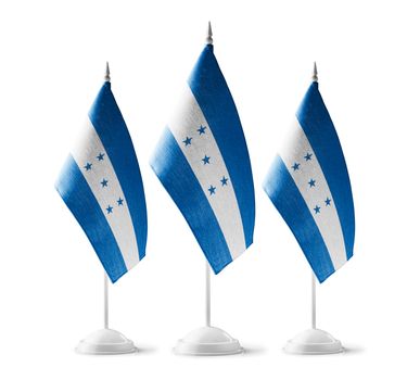 Small national flags of the Honduras on a white background