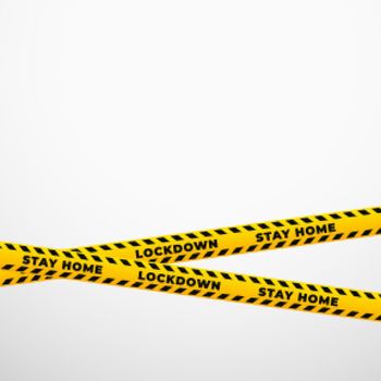 stay home lockdown yellow restriction ribbon background