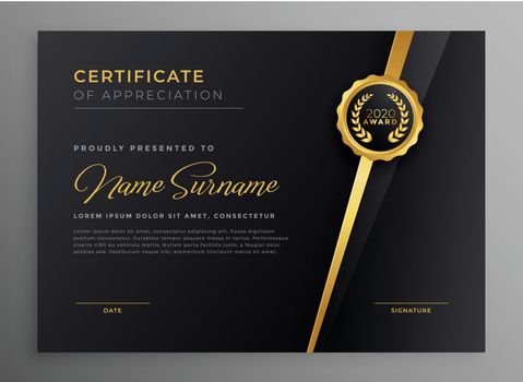 black and gold multipurpose certificate template design