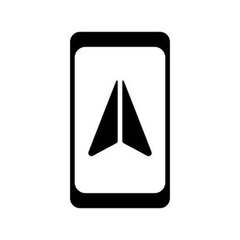 Smartphone with navigator vector glyph icon. Navigation sign