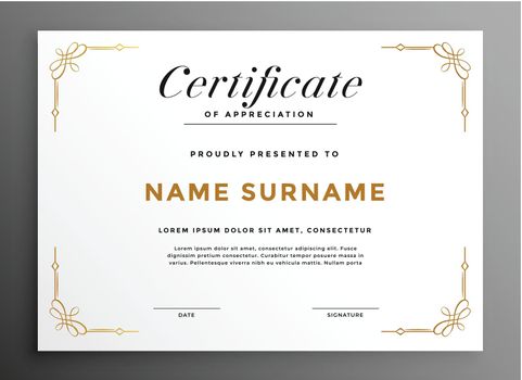 classic white multipurpose certificate template design concept