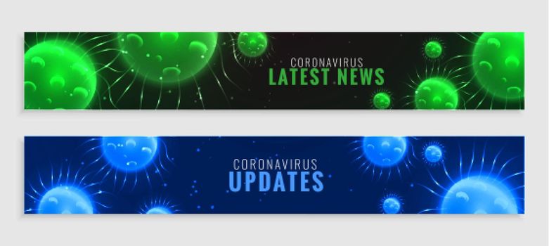 green and blue coronavirus covid-19 latest news and updates banner