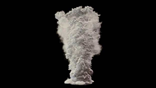 Strong thick white smoke from burning chemicals. 3D Rendering