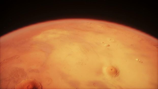 Red Planet on stars background. 3D rendering