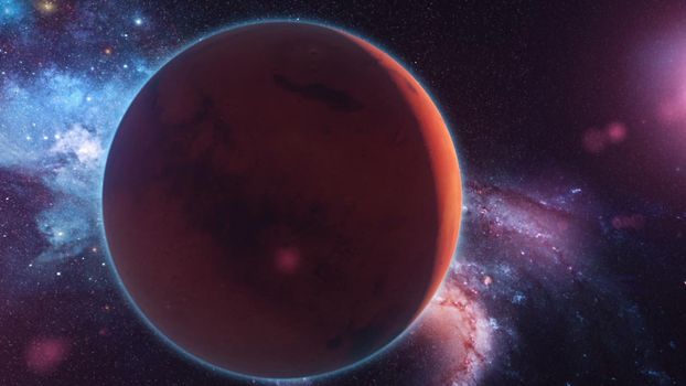 Realistic Planet Mars from space 3D rendering
