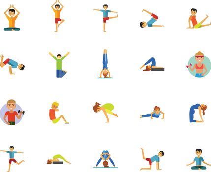 Yoga, fitness and health icon set