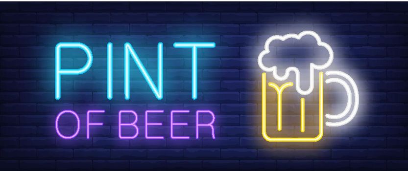 Pint of beer neon style banner