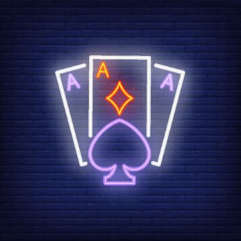 Playing ace cards neon sign