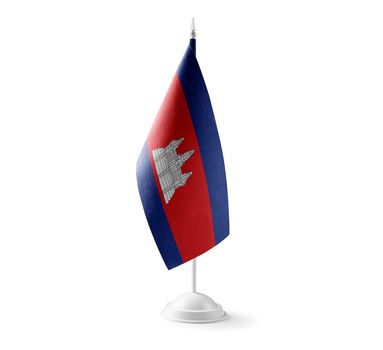 Small national flag of the Cambodia on a white background