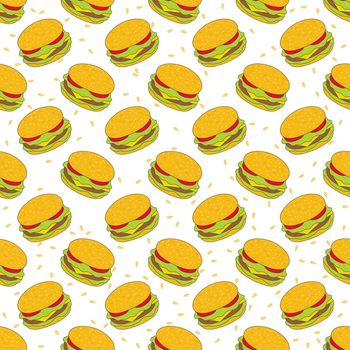 Hamburger. seamless pattern for texture, textiles, packaging, and simple backgrounds. Flat style.