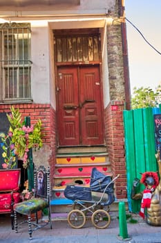 Istanbul colors. The details of the house are painted in bright colors
