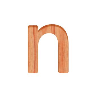 alphabet small wooden vintage. lowercase letter  pattern beautiful 3d isolated on white background ( design consonant n )