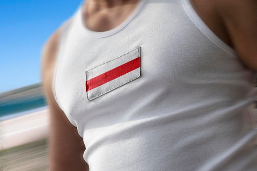 The national flag of Belarus on the athlete's chest