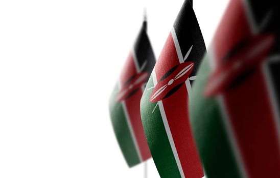 Small national flags of the Kenya on a white background