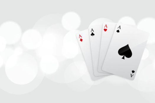 playing cards ace in white bokeh background