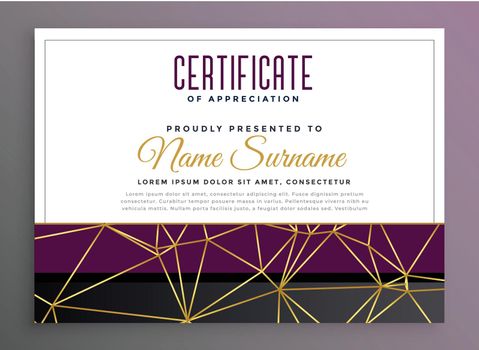 premium multipurpose certificate with golden low poly lines