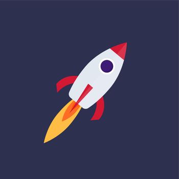 Rocket in space, illustration, vector on white background.