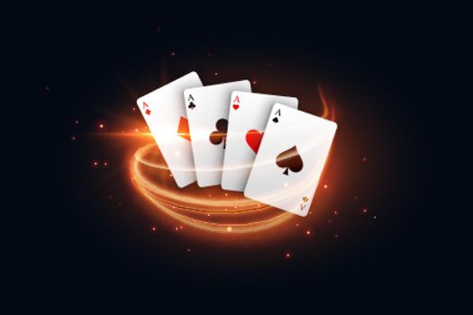 casino playing card with golden light streak
