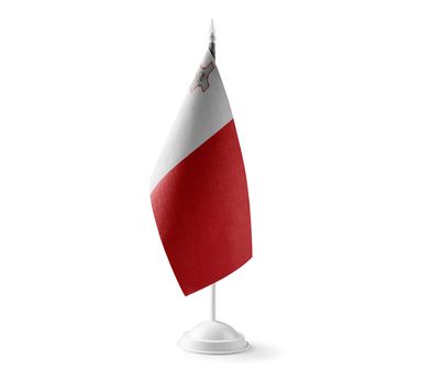 Small national flag of the Malta on a white background