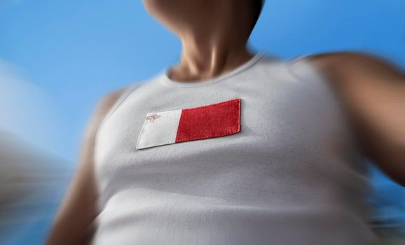 The national flag of Malta on the athlete's chest
