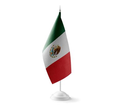 Small national flag of the Mexico on a white background