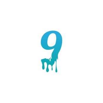 Melting Number 9 icon logo design template