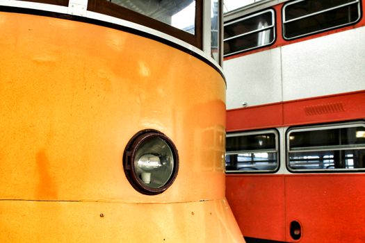 Old vintage trams in Lisbon