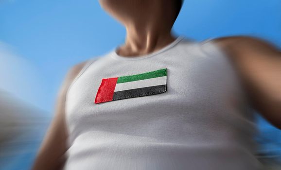 The national flag of United Arab Emirates on the athlete's chest