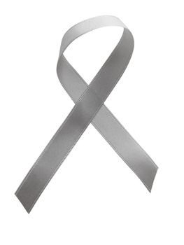 Grey ribbon awareness isolated on white background