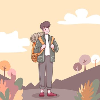 Teenager traveler cartoon character vector