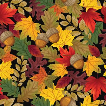 seamless pattern background with leaves and walnut