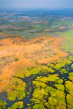 Aerial view, Okavango Wetlands, Okavango Delta, Botswana