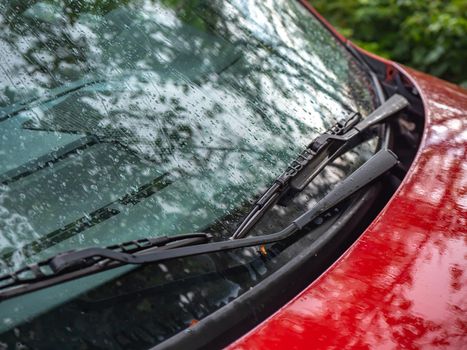 Close up of car windshield wipers