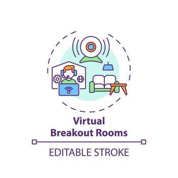 Virtual breakout rooms concept icon
