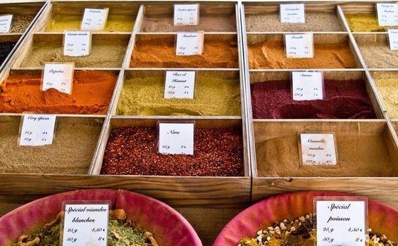 Spices on sale in a market