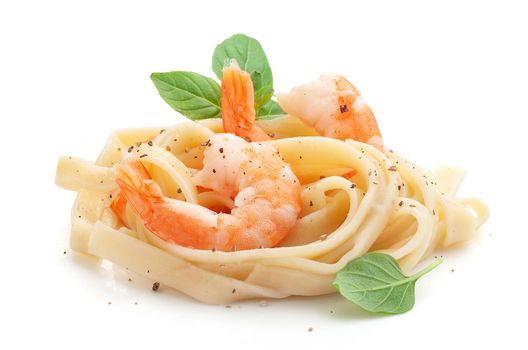 Boiled shrimps  with pasta