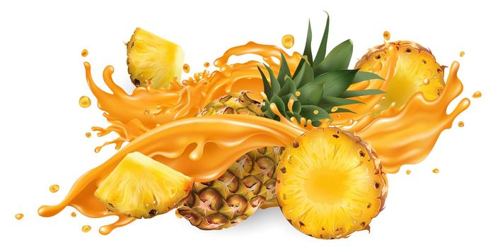 Splash of fruit juice and fresh pineapple.