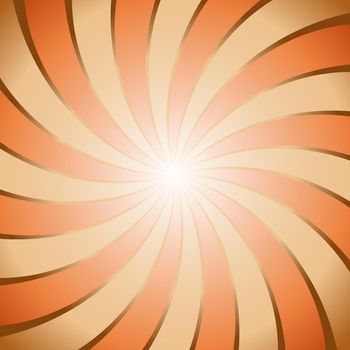Abstract brown and orange ray twirl background