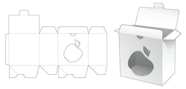 Locked point packaging box with apple shaped window die cut template