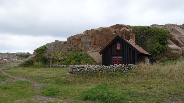 Lysekil, Sweden, October 29, 2020. One of the houses found in the small town in southwestern Sweden