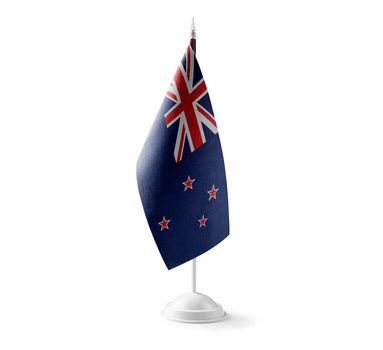Small national flag of the New Zealand on a white background