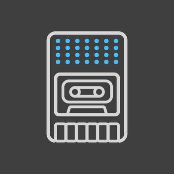 Vintage audio tape recorder vector icon on dark background