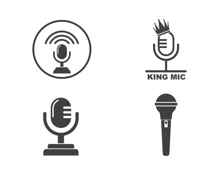 microphone icon logo of karaoke and musical vector illustration design